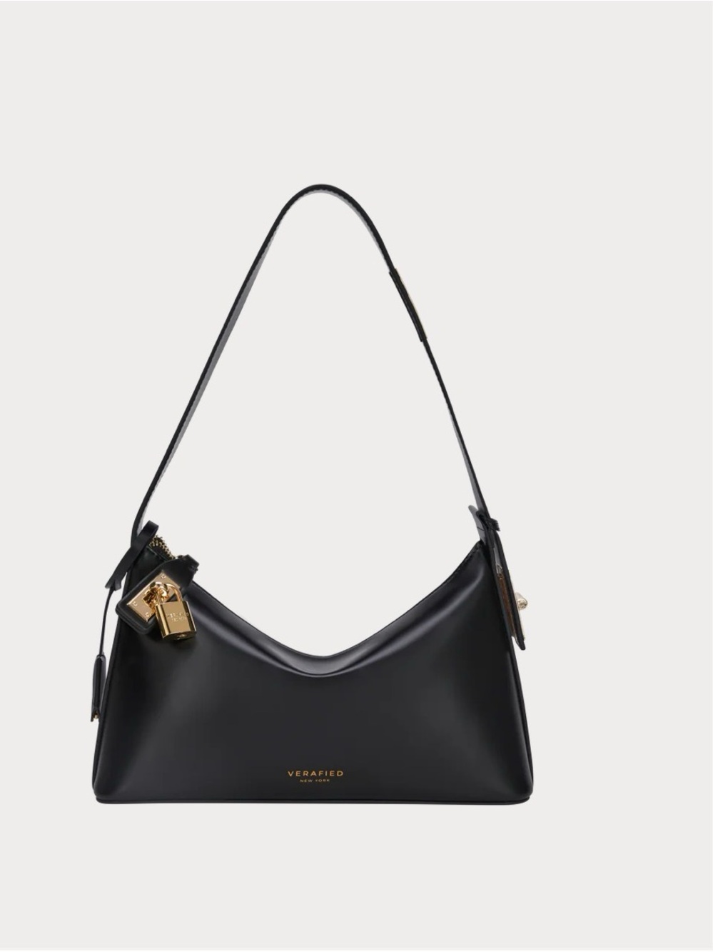 VERAFIED New York Black Leather Shoulder Hobo - Picture 3 of 7